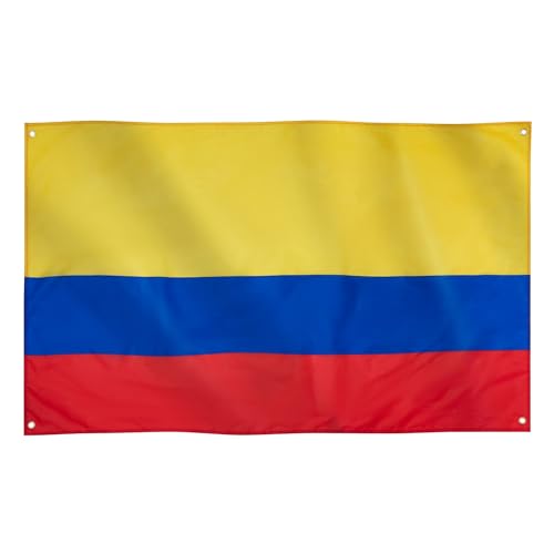 Runesol Bandera de Colombia, 91x152cm, 3ft x 5ft, 4 Ojales, Ojal en Cada esquina, Bandera Colombiana, Bandera de la República Española de Colombia, Bandera de Colombia, Banderas Premium
