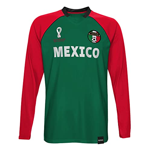 FIFA Manga Larga Oficial de la Copa Mundial 2022 Classic-México Camiseta, Verde y Rojo, XXL para Hombre