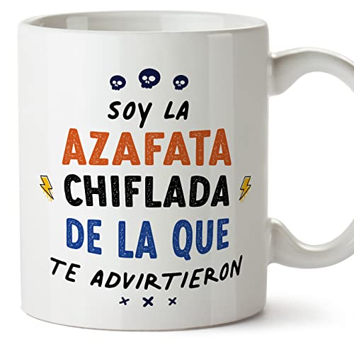 MUGFFINS Tazas para AZAFATA mujer - En Español - Todos te advirtieron - 11 oz / 330 ml - Regalo original y divertido