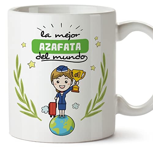 MUGFFINS Tazas para AZAFATA mujer - En Español - Mejor del mundo - 11 oz / 330 ml - Regalo original y divertido