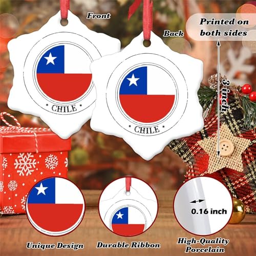 LLmmixee - Adornos de Navidad de Chile 2023, bandera de Chile, decoraciones de Navidad para árbol, país y ciudad, recuerdo único de invierno para colgar